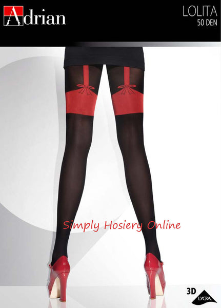 Adrian Lolita Mock Stocking and Suspender Patterned Tights 50 Denier