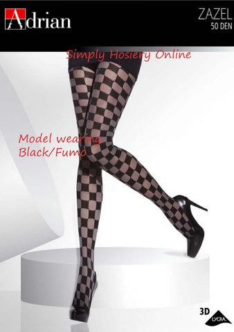 Adrian Zazel Checkerboard Patterned Tights 50 Denier 3D